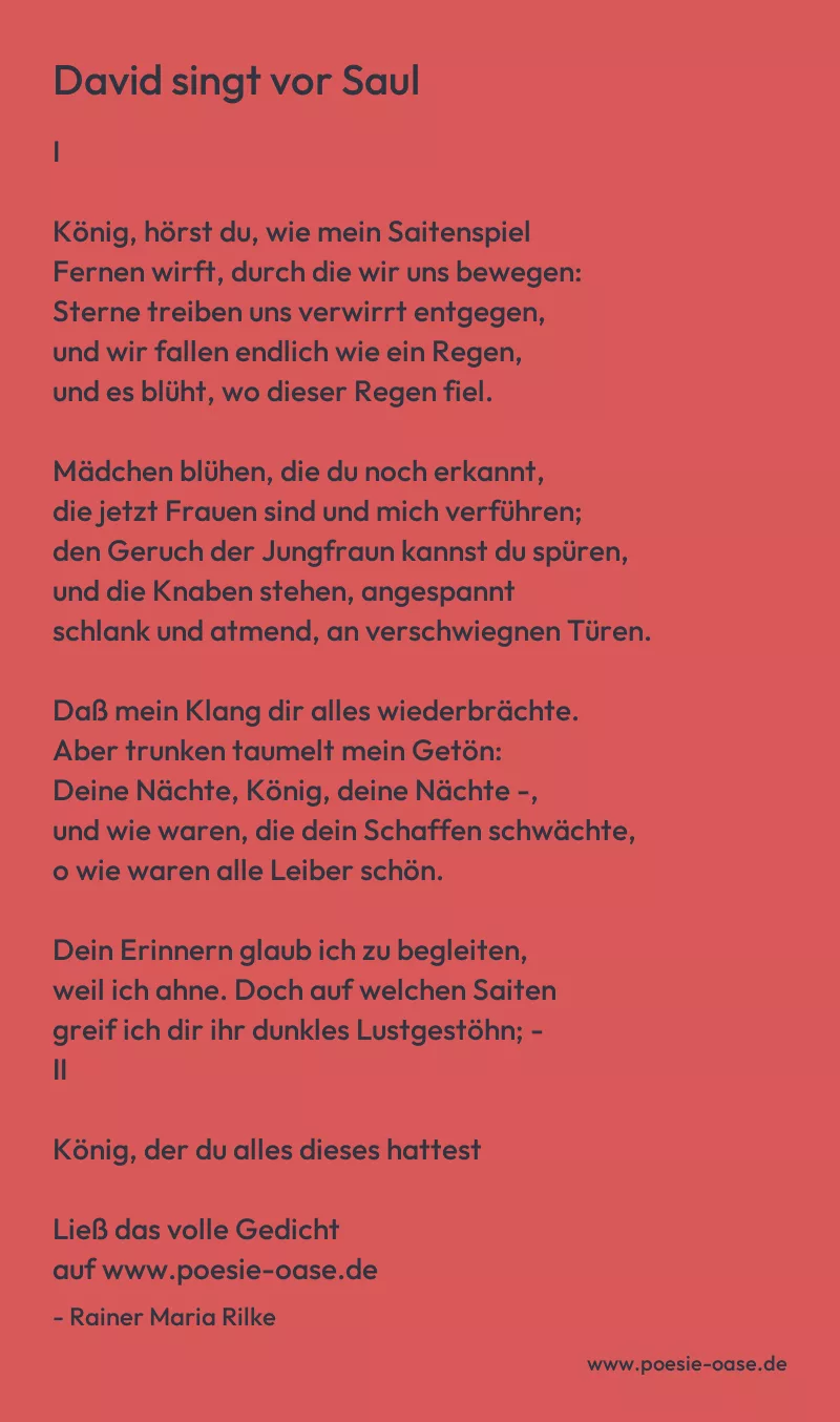 Gedicht: David singt vor Saul von Rainer Maria Rilke