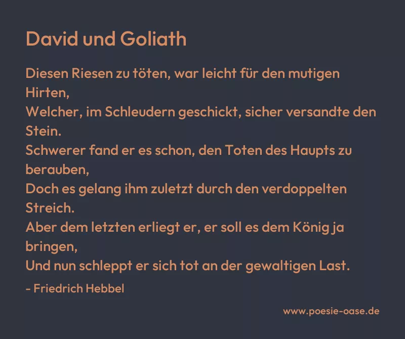 Gedicht: David und Goliath von Friedrich Hebbel