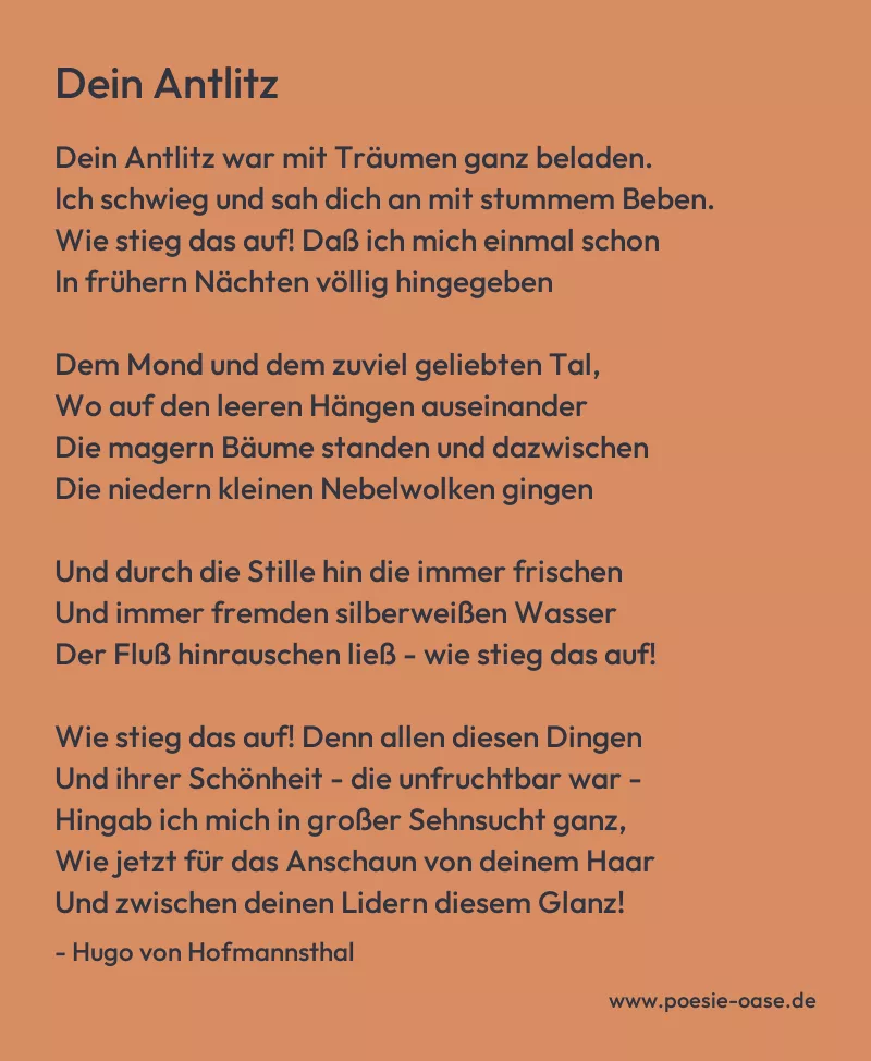Gedicht: Dein Antlitz von Hugo von Hofmannsthal