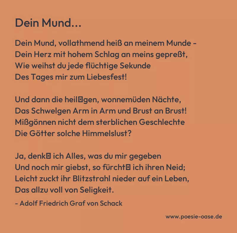 Gedicht: Dein Mund... von Adolf Friedrich Graf von Schack