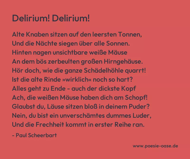 Gedicht: Delirium! Delirium! von Paul Scheerbart