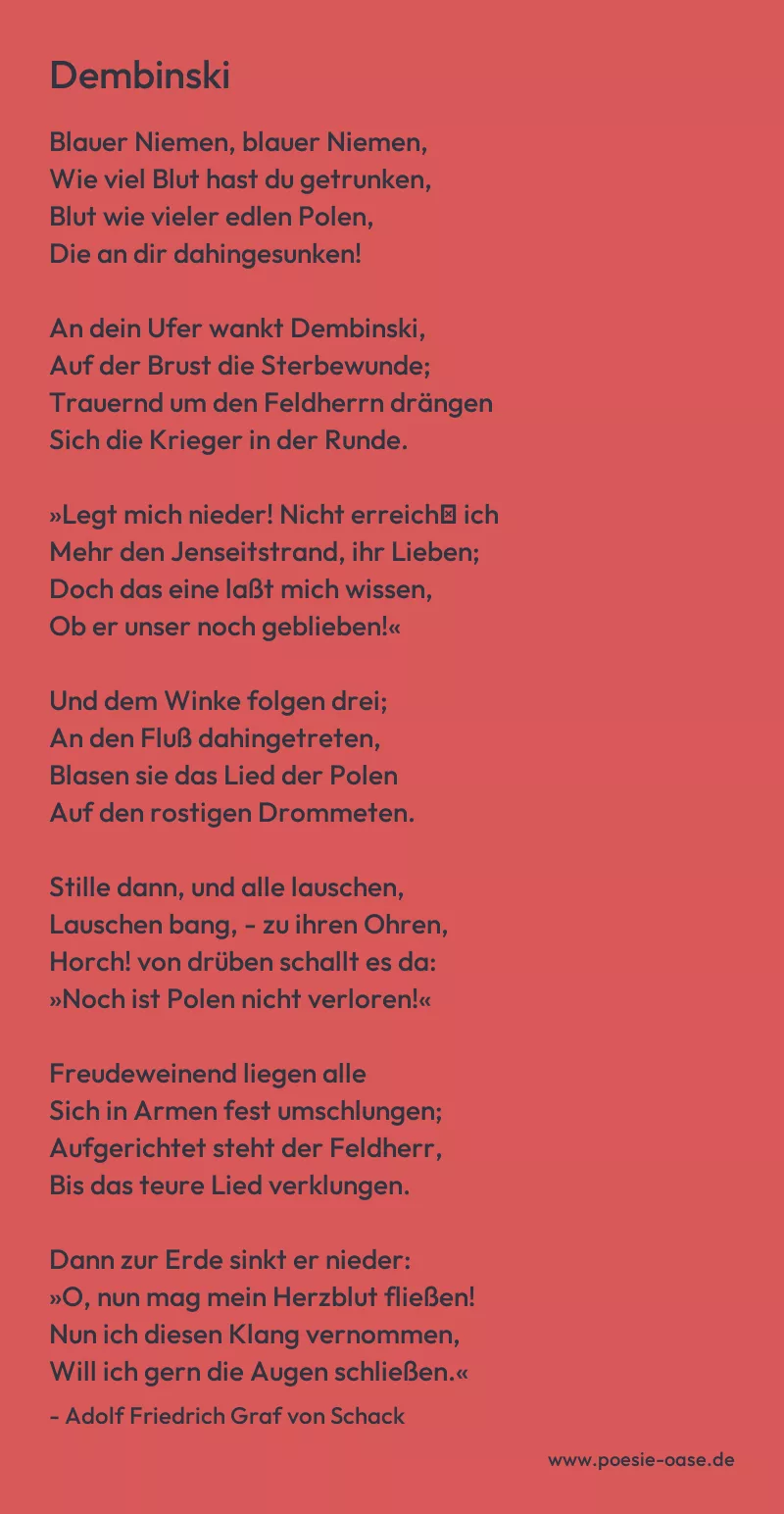 Gedicht: Dembinski von Adolf Friedrich Graf von Schack