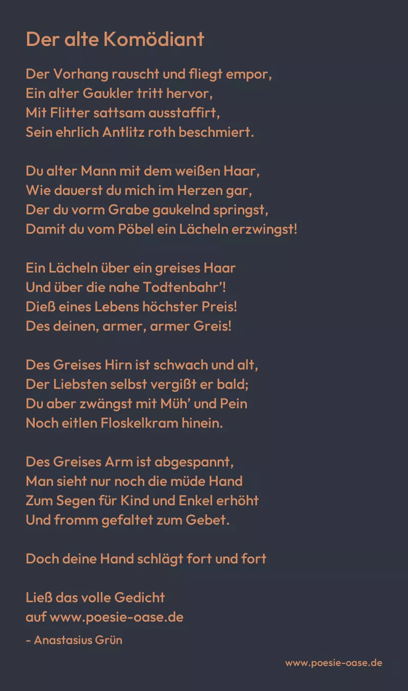 Gedicht: Der alte Komödiant von Anastasius Grün