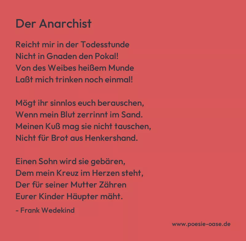 Gedicht: Der Anarchist von Frank Wedekind
