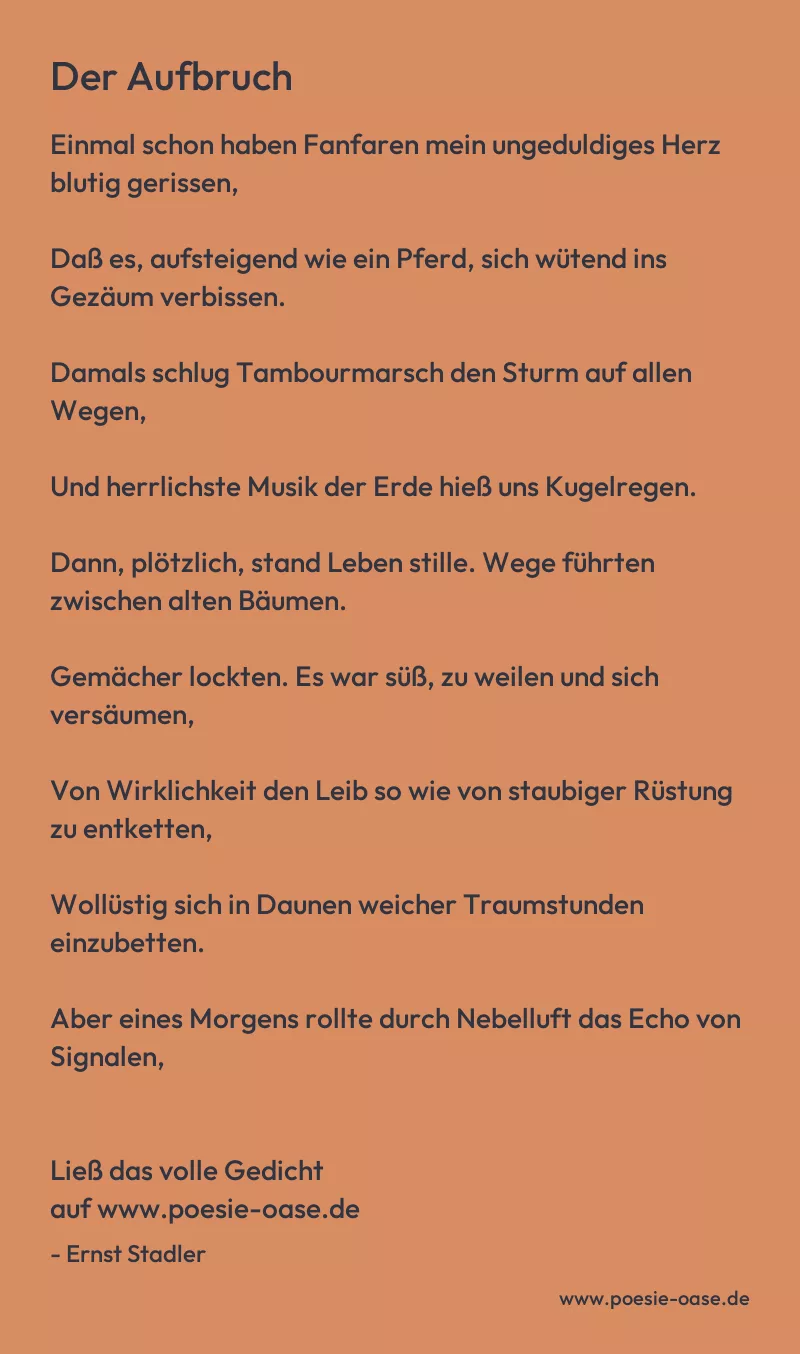 Gedicht: Der Aufbruch von Ernst Stadler