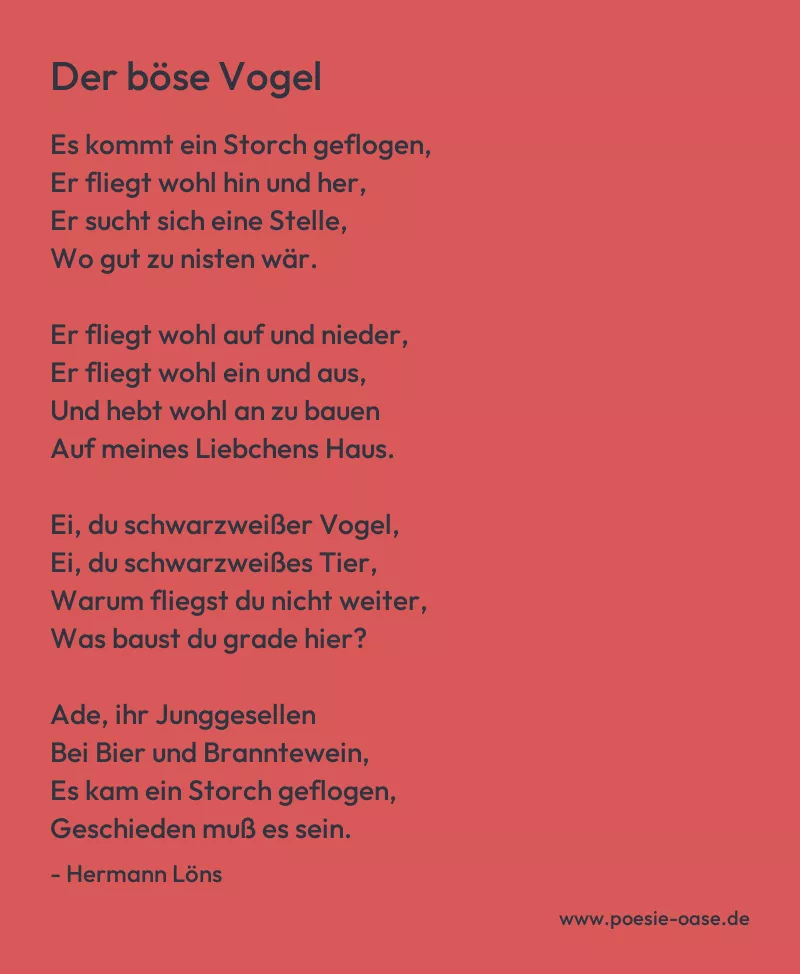 Gedicht: Der böse Vogel von Hermann Löns