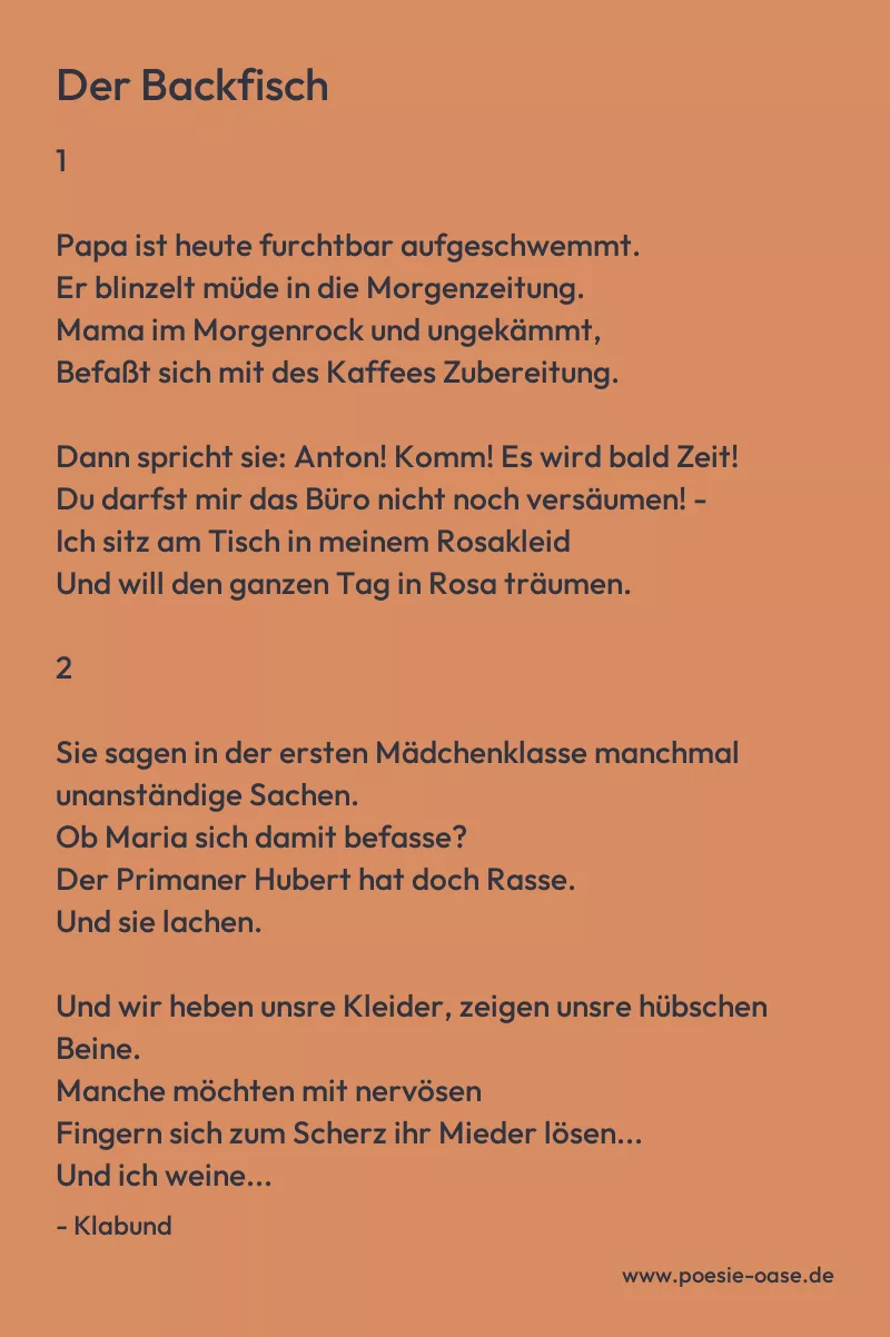 Gedicht: Der Backfisch von Klabund