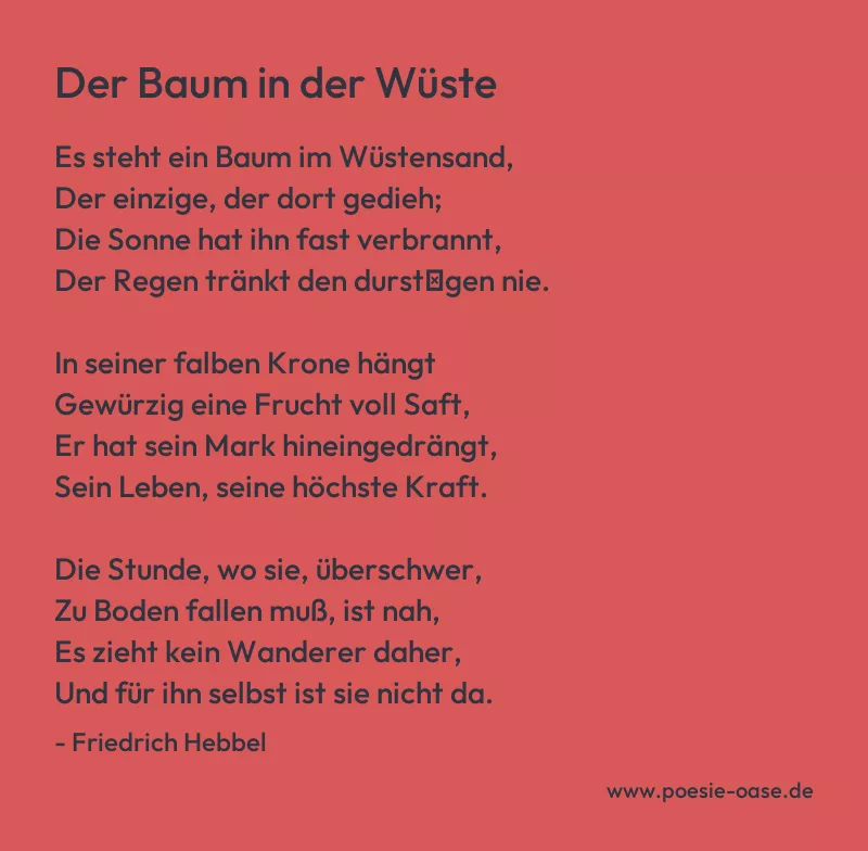Gedicht: Der Baum in der Wüste von Friedrich Hebbel