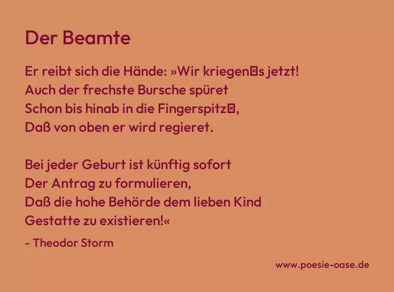 Gedicht: Der Beamte von Theodor Storm