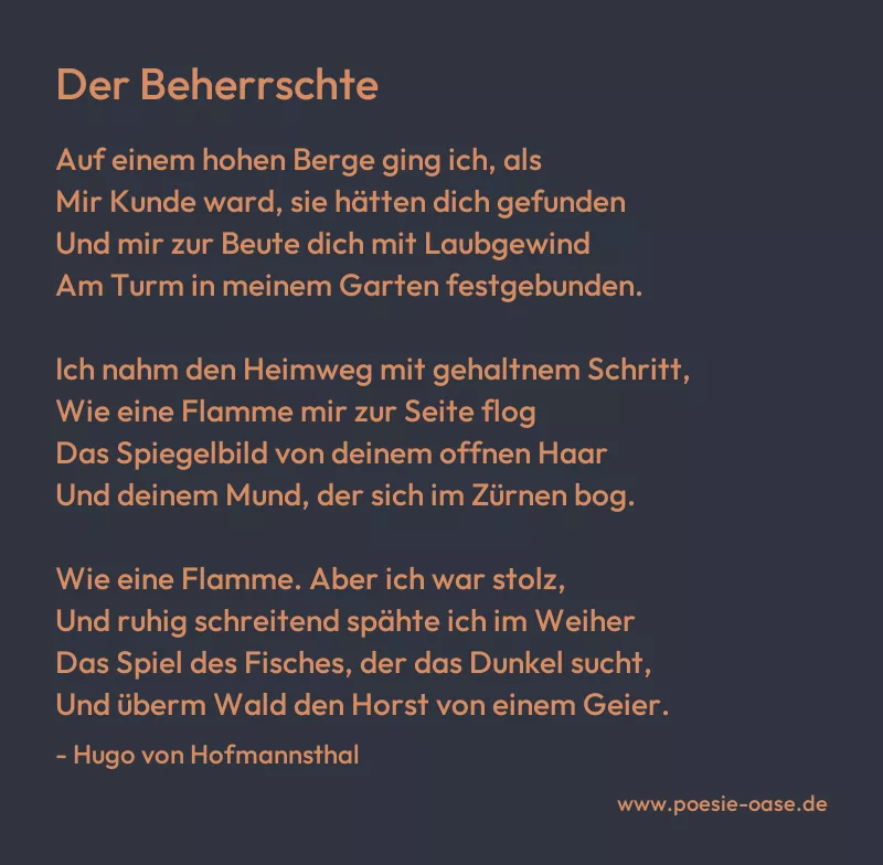 Gedicht: Der Beherrschte von Hugo von Hofmannsthal