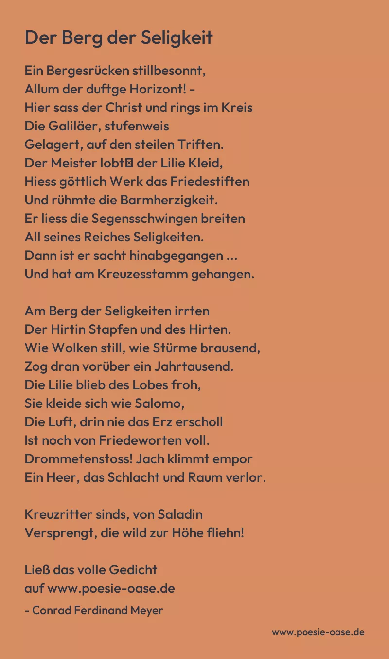 Gedicht: Der Berg der Seligkeit von Conrad Ferdinand Meyer