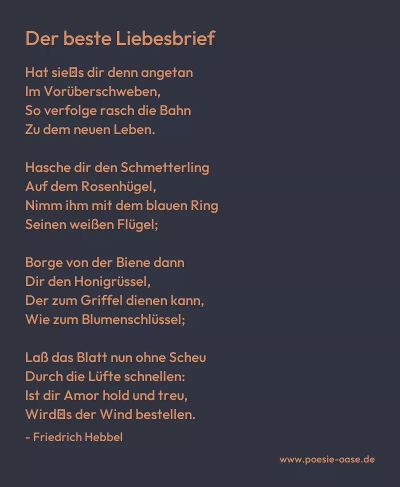 Gedicht: Der beste Liebesbrief von Friedrich Hebbel