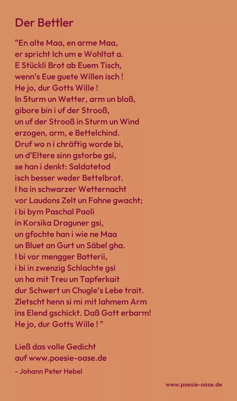 Gedicht: Der Bettler von Johann Peter Hebel