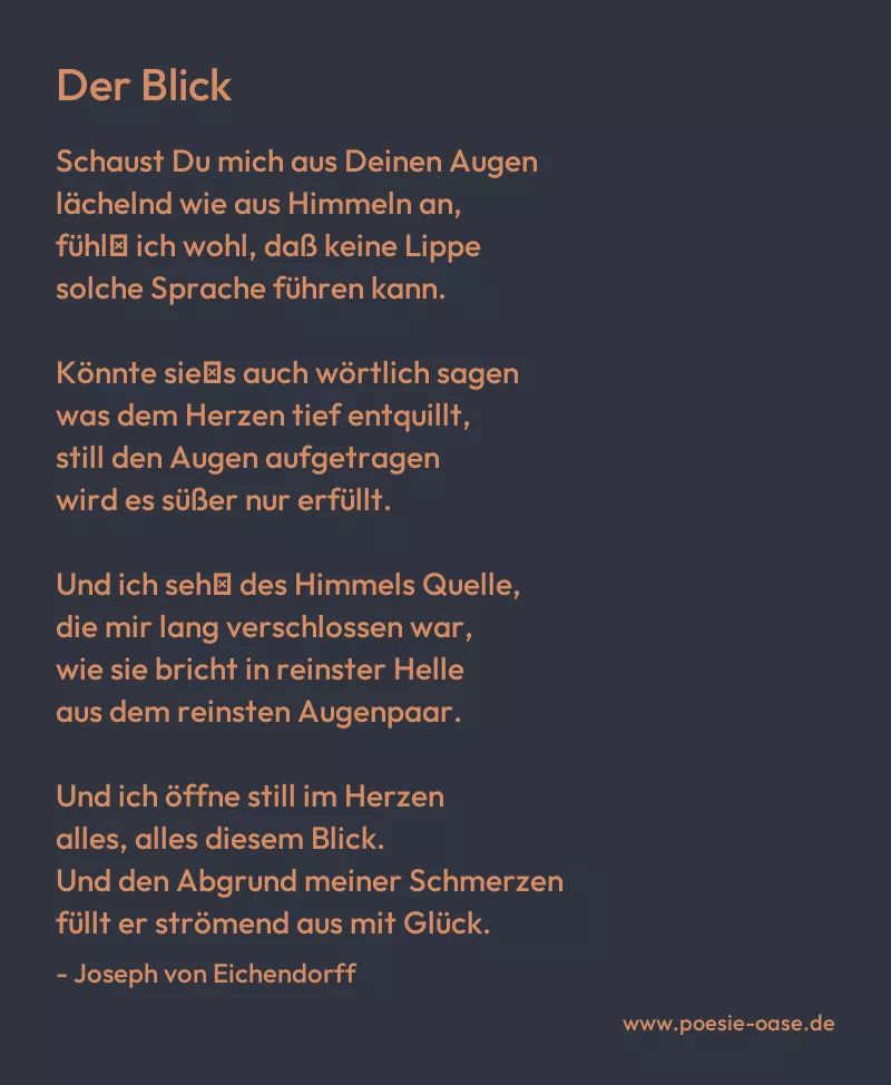 Gedicht: Der Blick von Joseph von Eichendorff
