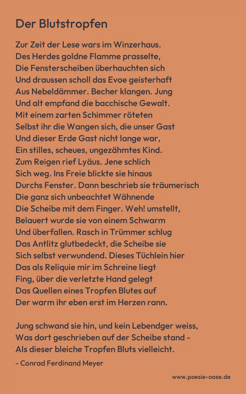 Gedicht: Der Blutstropfen von Conrad Ferdinand Meyer