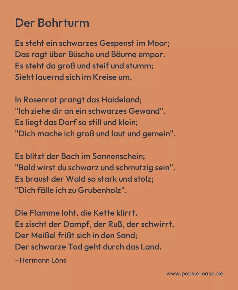 Gedicht: Der Bohrturm von Hermann Löns