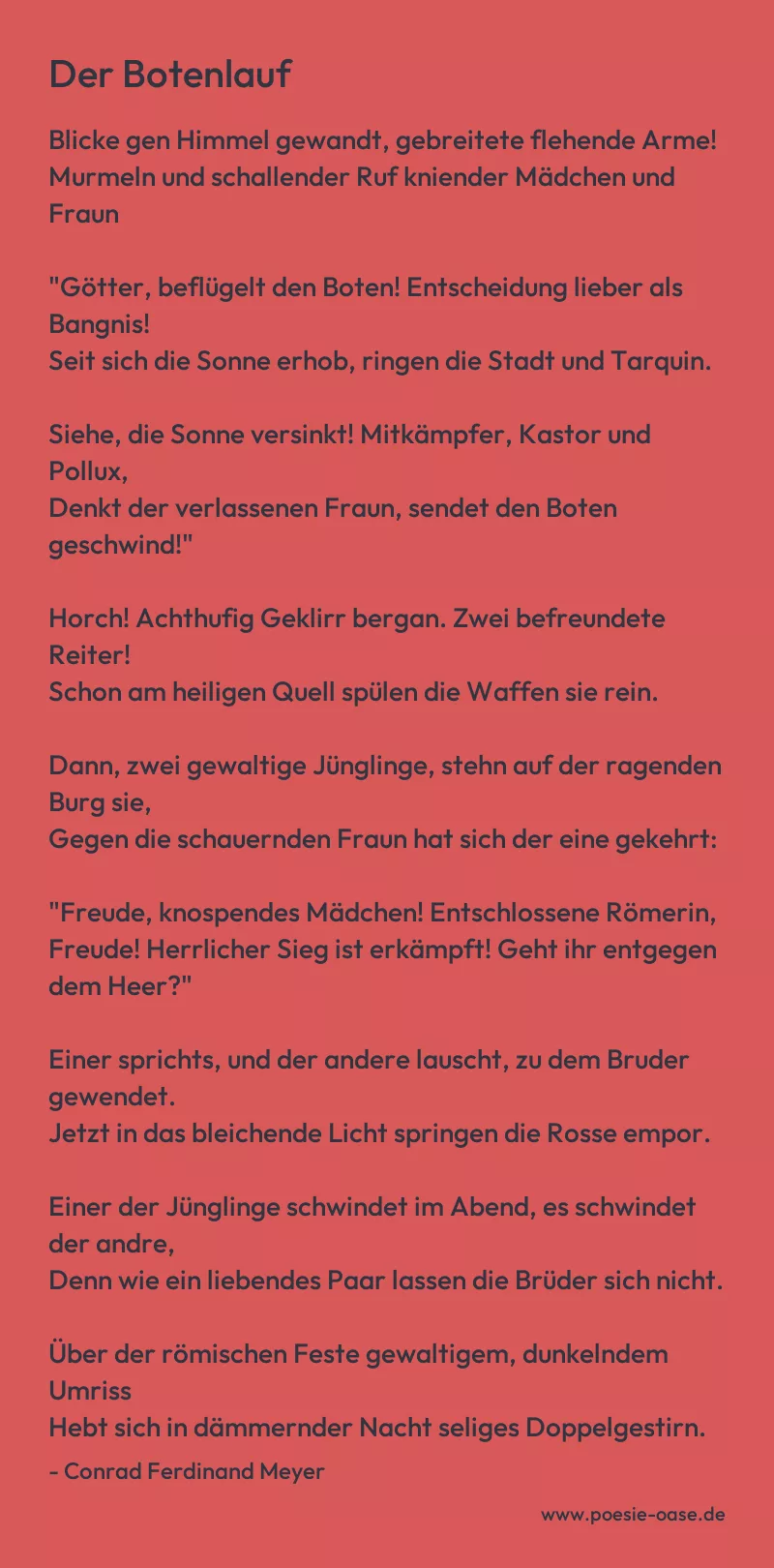 Gedicht: Der Botenlauf von Conrad Ferdinand Meyer