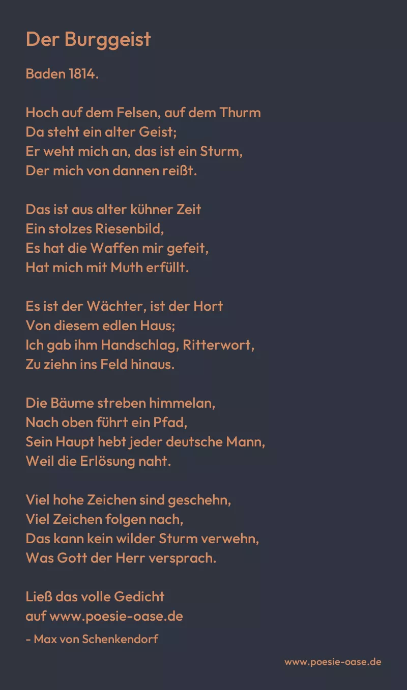 Gedicht: Der Burggeist von Max von Schenkendorf