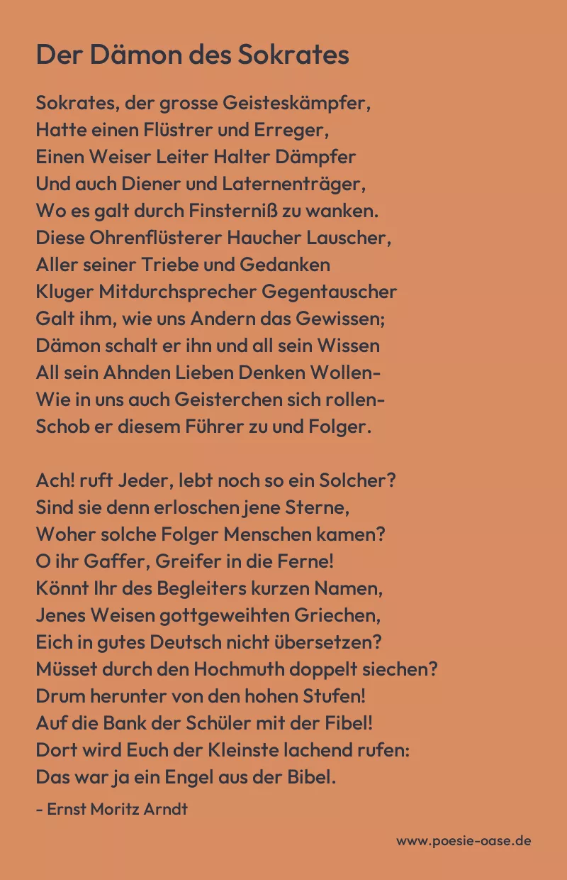 Gedicht: Der Dämon des Sokrates von Ernst Moritz Arndt