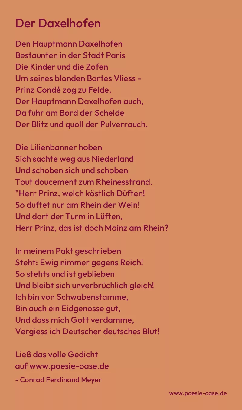 Gedicht: Der Daxelhofen von Conrad Ferdinand Meyer