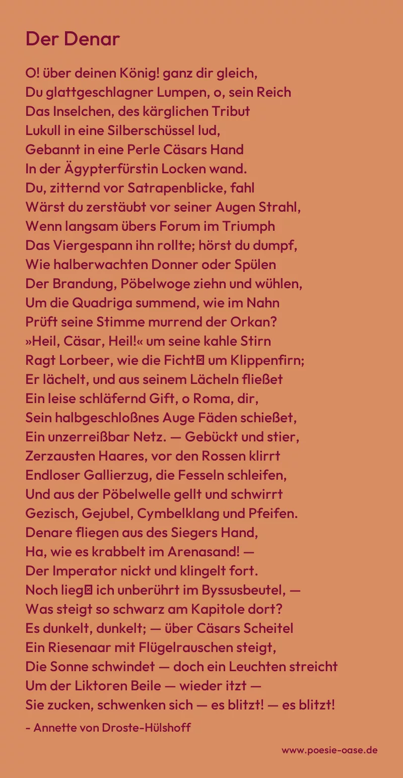 Gedicht: Der Denar von Annette von Droste-Hülshoff