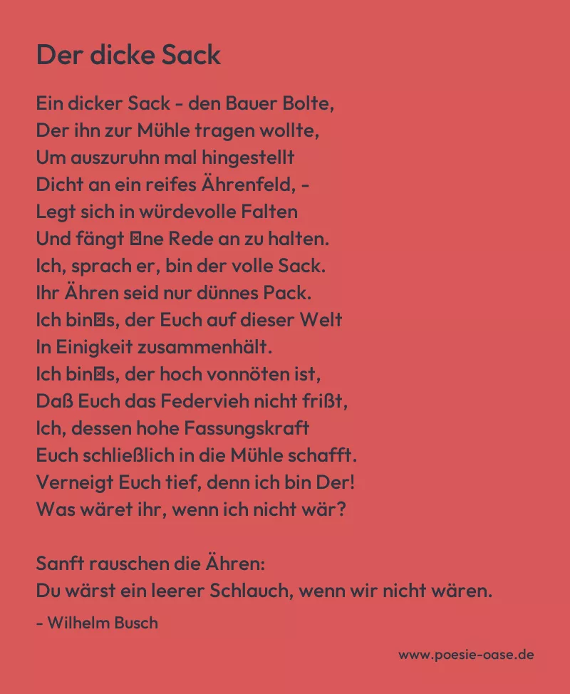 Gedicht: Der dicke Sack von Wilhelm Busch