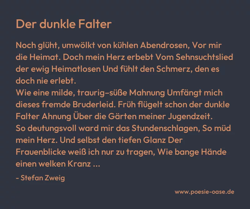 Gedicht: Der dunkle Falter von Stefan Zweig