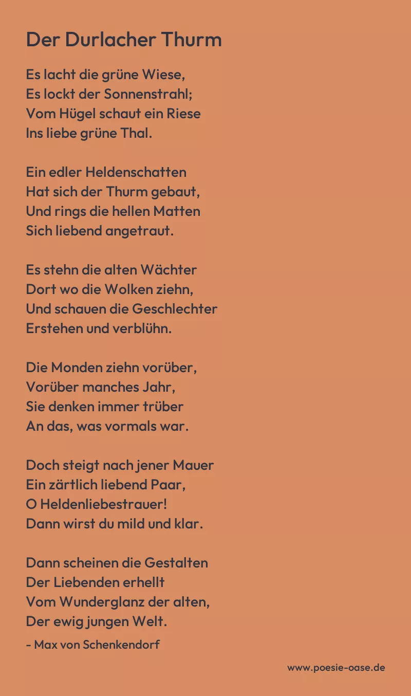 Gedicht: Der Durlacher Thurm von Max von Schenkendorf