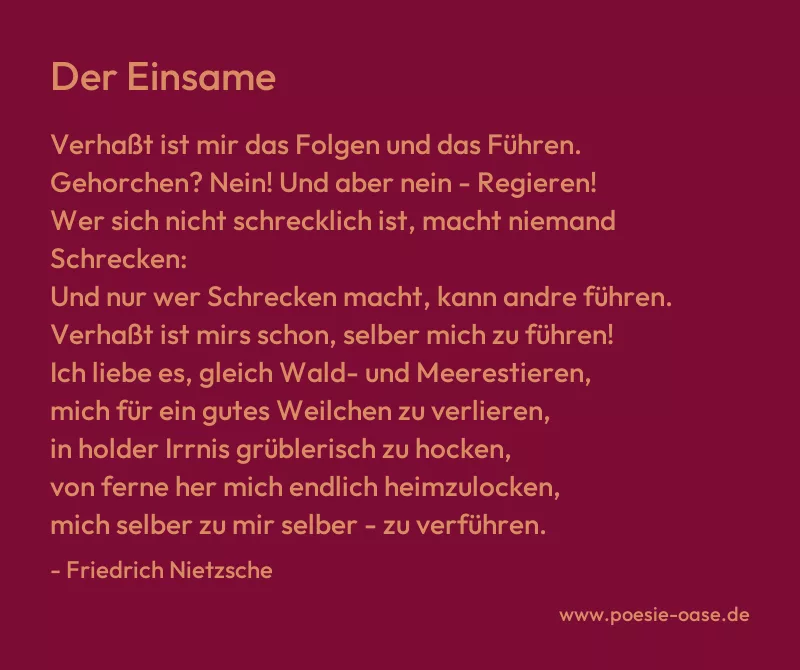 Gedicht: Der Einsame von Friedrich Nietzsche