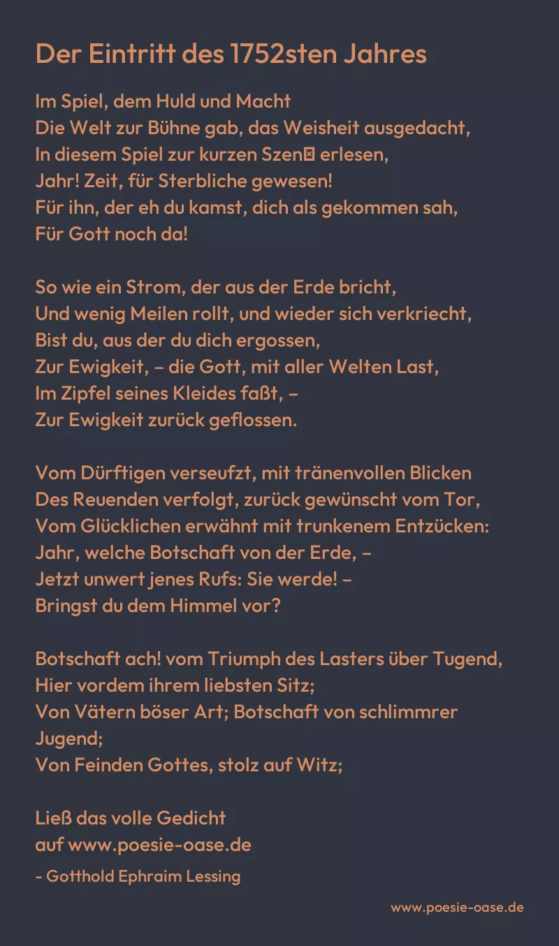 Gedicht: Der Eintritt des 1752sten Jahres von Gotthold Ephraim Lessing