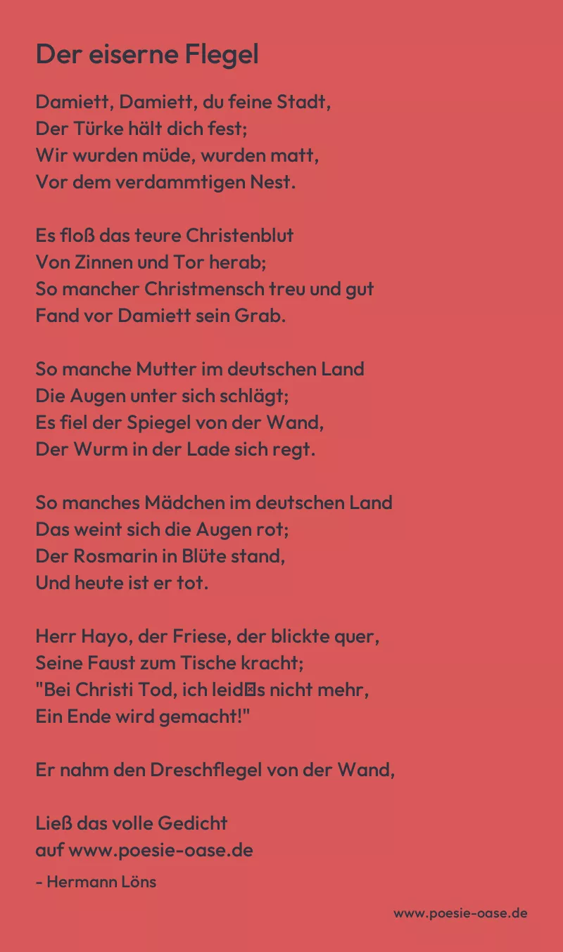 Gedicht: Der eiserne Flegel von Hermann Löns