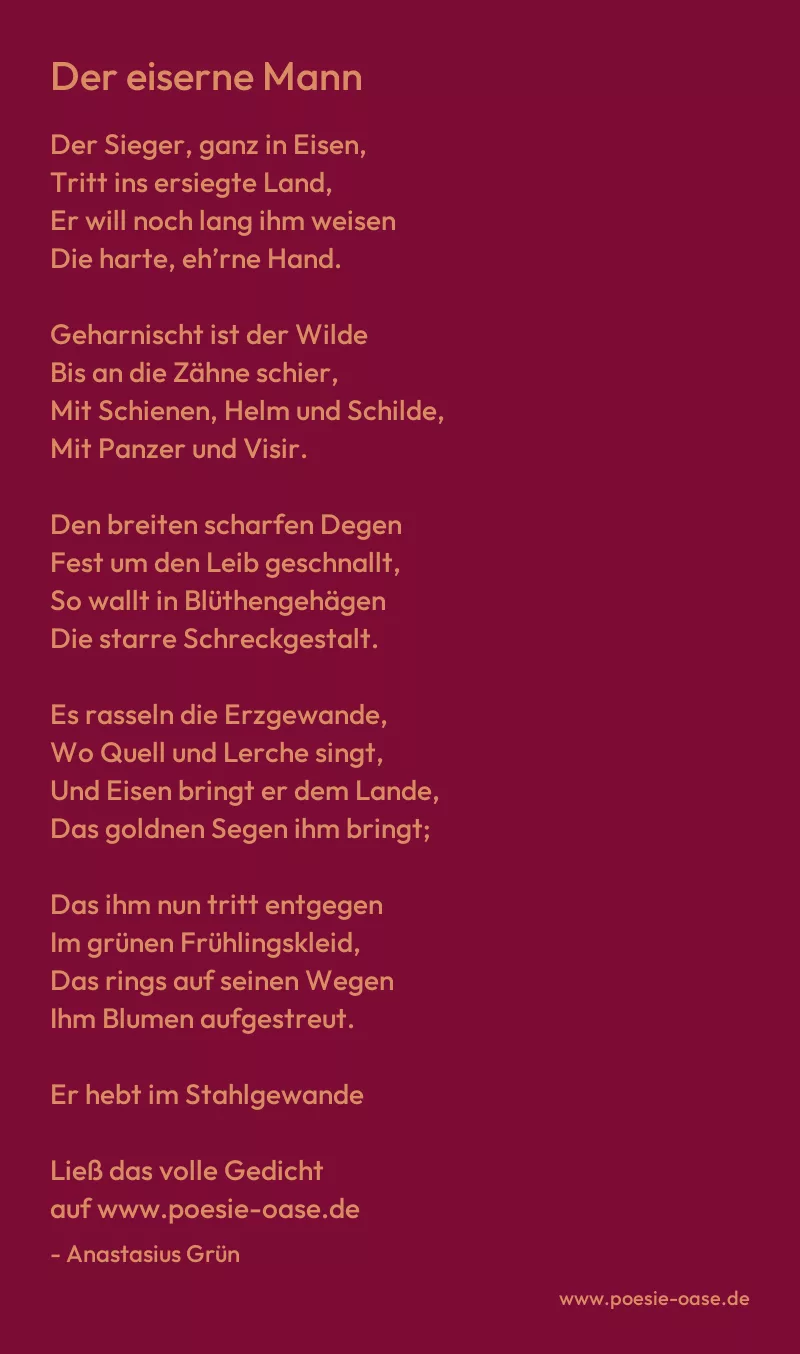 Gedicht: Der eiserne Mann von Anastasius Grün
