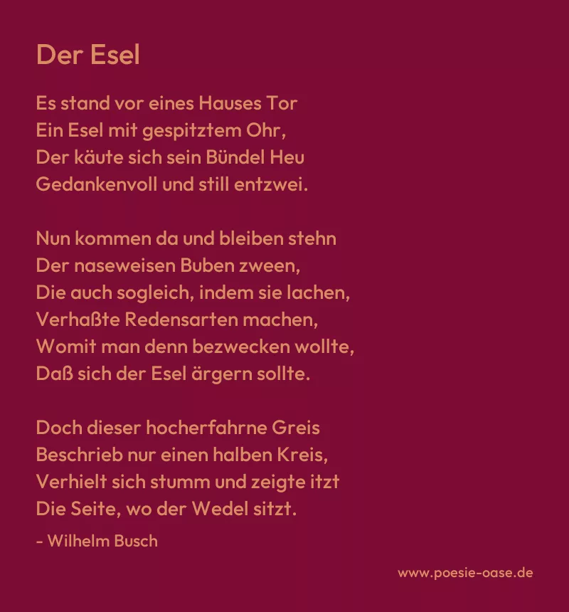 Gedicht: Der Esel von Wilhelm Busch