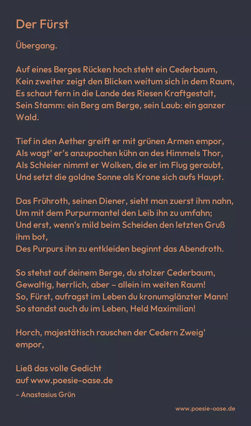 Gedicht: Der Fürst von Anastasius Grün