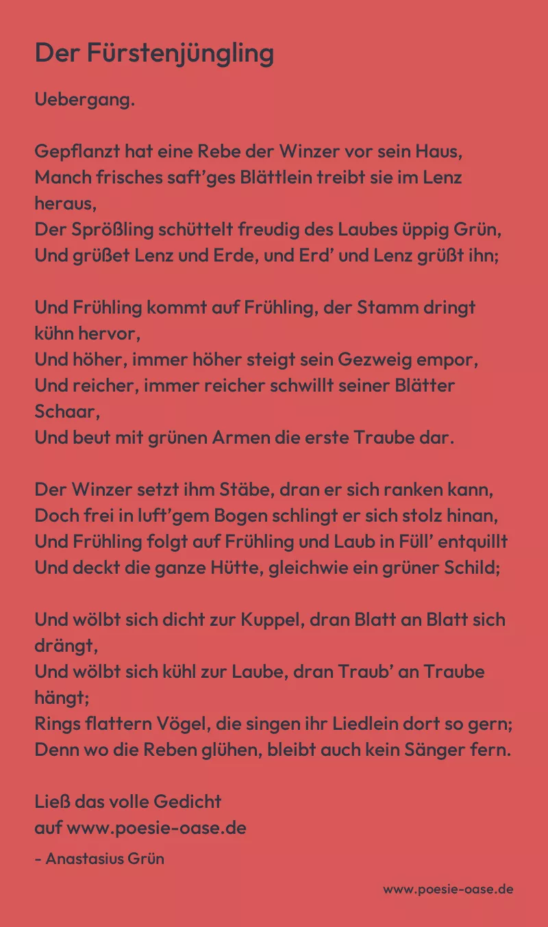 Gedicht: Der Fürstenjüngling von Anastasius Grün