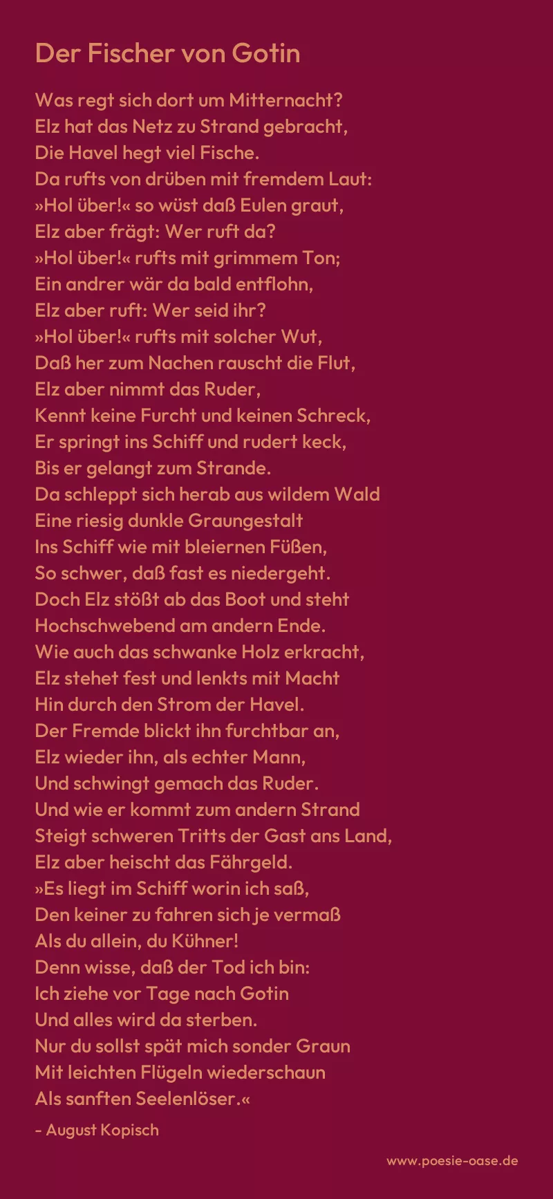Gedicht: Der Fischer von Gotin von August Kopisch