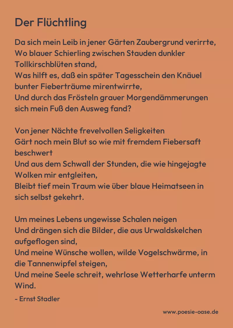 Gedicht: Der Flüchtling von Ernst Stadler