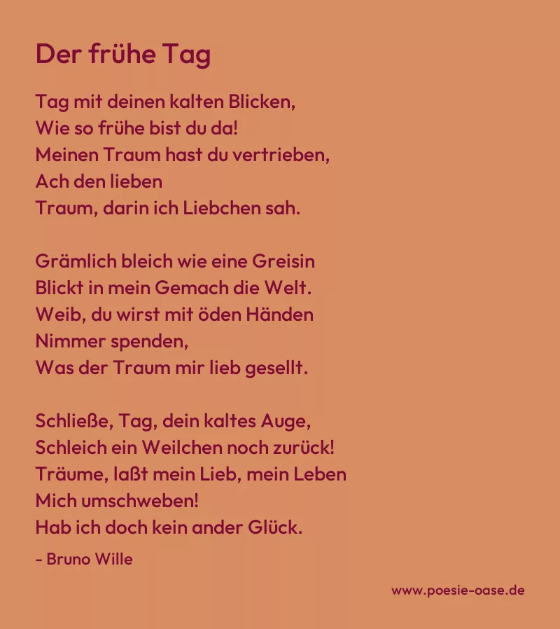 Gedicht: Der frühe Tag von Bruno Wille