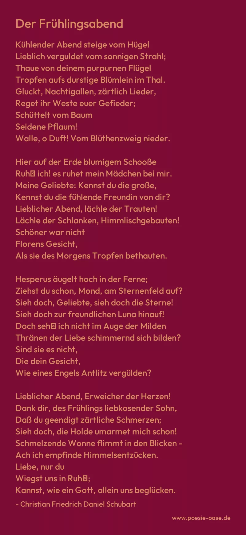 Gedicht: Der Frühlingsabend von Christian Friedrich Daniel Schubart