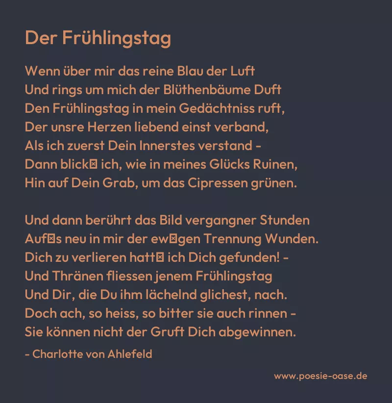 Gedicht: Der Frühlingstag von Charlotte von Ahlefeld