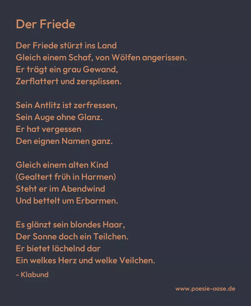 Gedicht: Der Friede von Klabund
