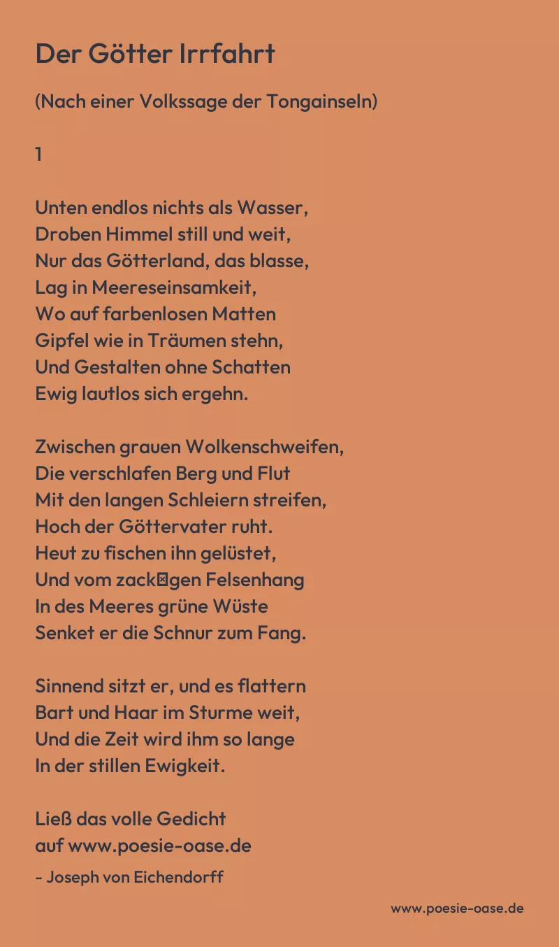 Gedicht: Der Götter Irrfahrt von Joseph von Eichendorff