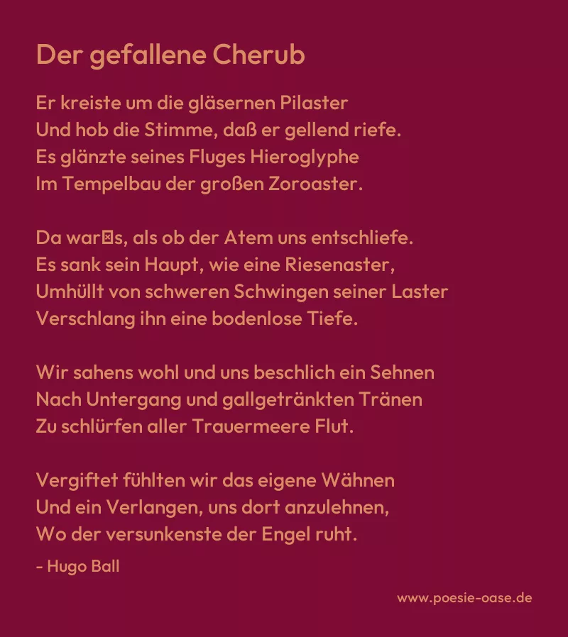 Gedicht: Der gefallene Cherub von Hugo Ball