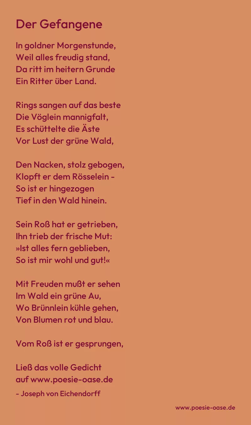 Gedicht: Der Gefangene von Joseph von Eichendorff