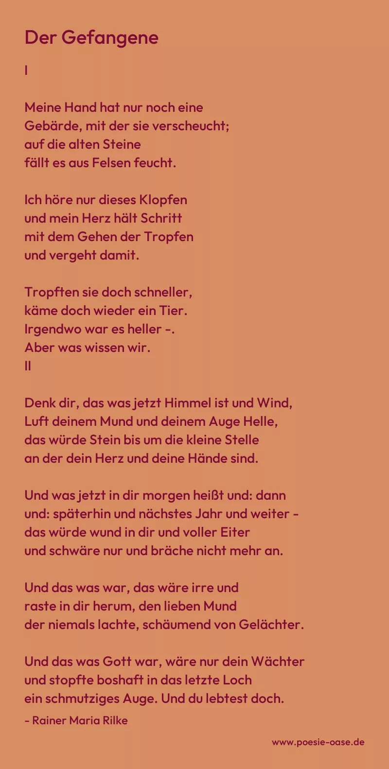Gedicht: Der Gefangene von Rainer Maria Rilke