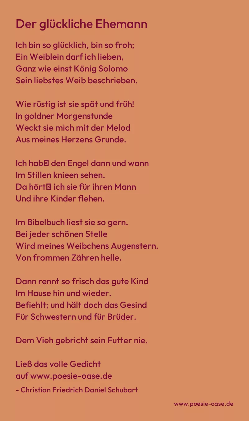 Gedicht: Der glückliche Ehemann von Christian Friedrich Daniel Schubart