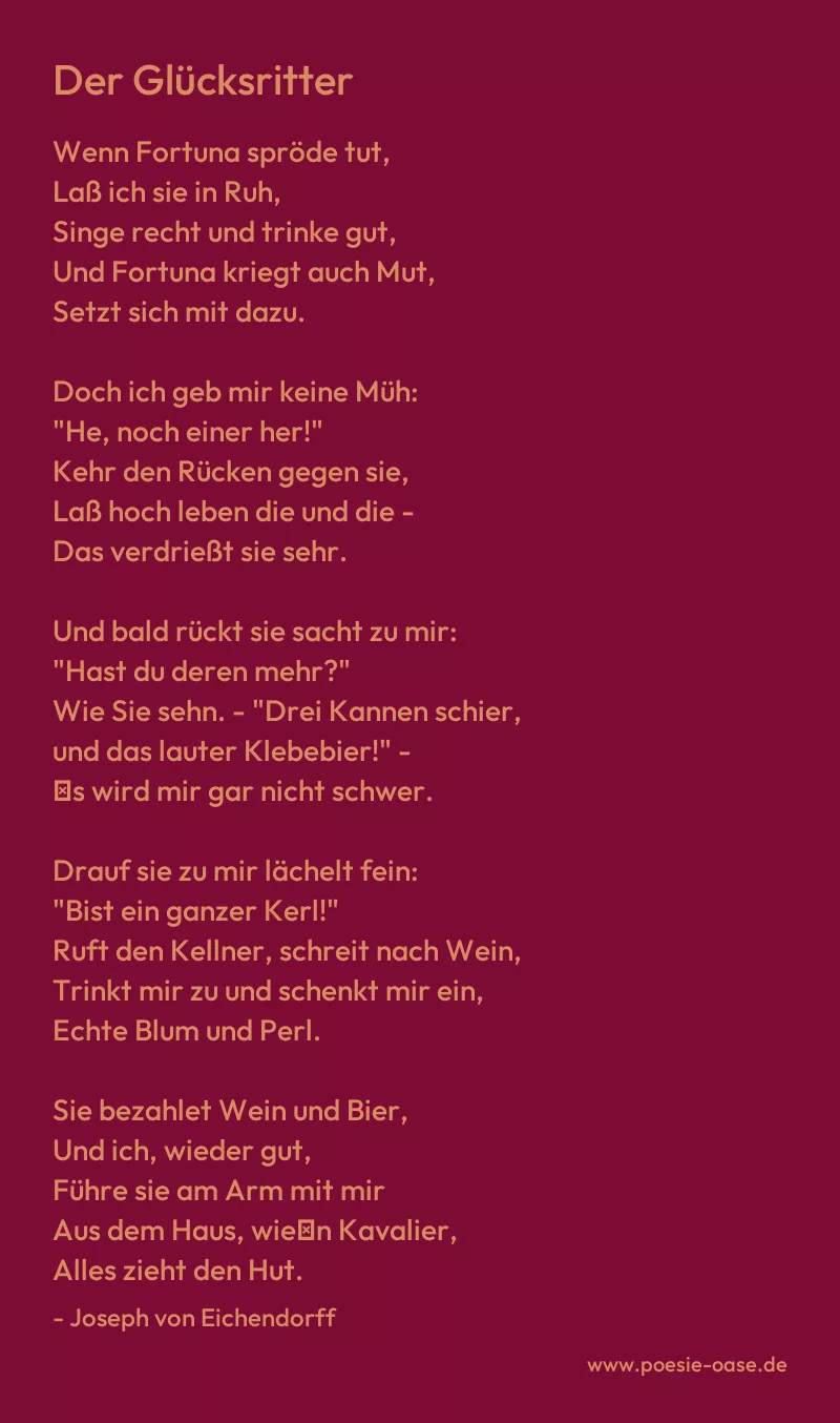 Gedicht: Der Glücksritter von Joseph von Eichendorff
