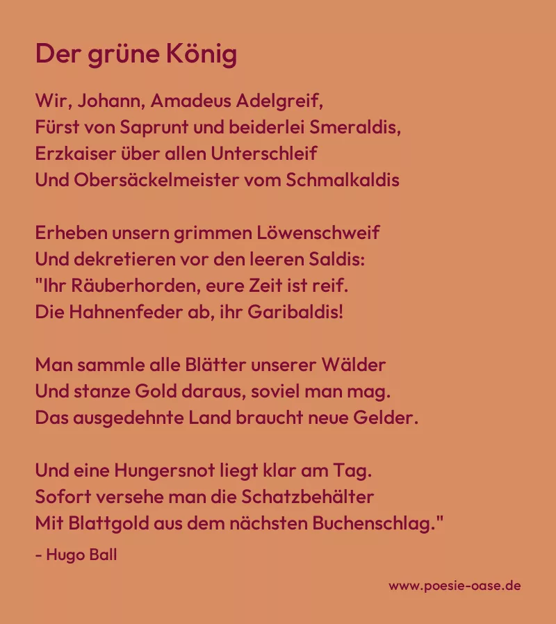 Gedicht: Der grüne König von Hugo Ball