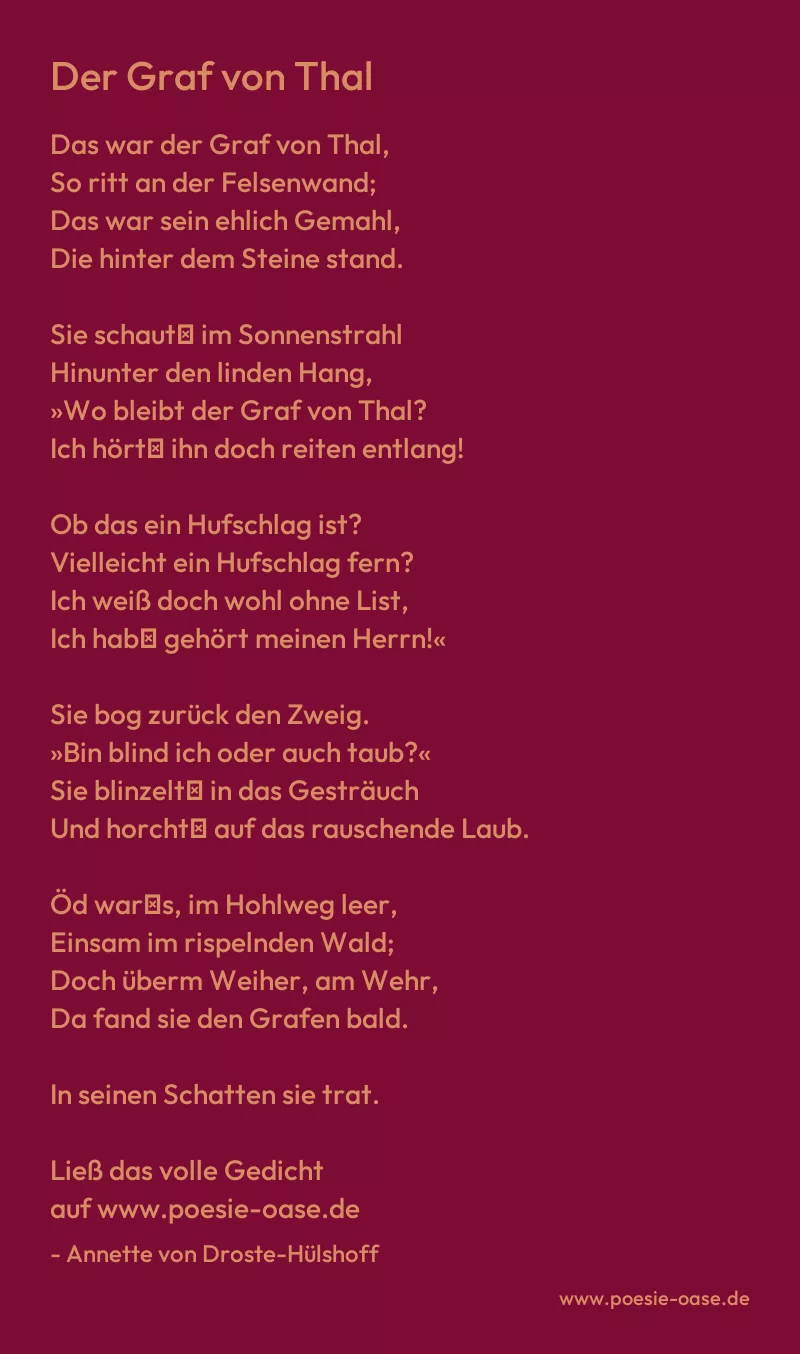 Gedicht: Der Graf von Thal von Annette von Droste-Hülshoff