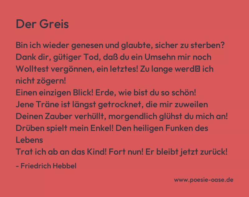Gedicht: Der Greis von Friedrich Hebbel